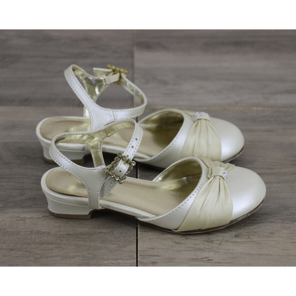 Kenneth Cole Girls Youth Size 10 M Slingback Dress Shoe Ivory Cream - Picture 1 of 7